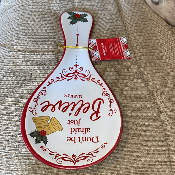 ❤️🤍💚NWT Mark 5:36 “Don’t be afraid just Believe” Ceramic Christmas Spoon Rest - Picture 6 of 9